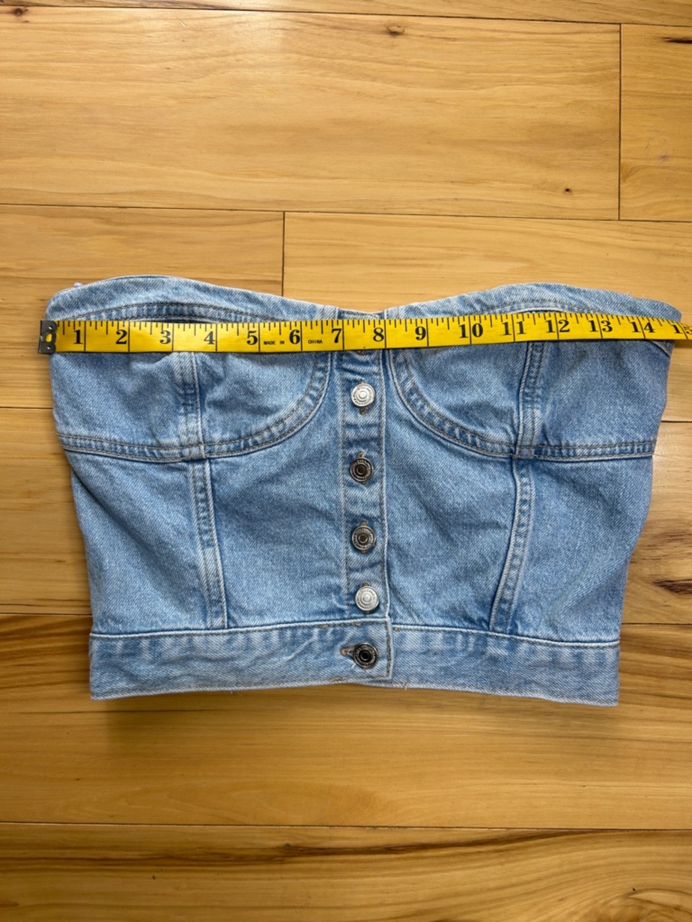 Zara Blue Denim Corset Style Strapless Top | Size Medium - Picture 3 of 7